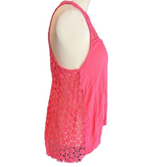 Abercrombie & Fitch Tank Top Womens S‎ Coral Lace Knit High Low Pullover Small - Picture 3 of 10